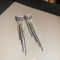 Fashion Alloy Diamond-studded Geometric Earrings Long Tassel Flower Earrings sku image 41