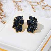 Wholesale Jewelry Ig Style Romantic Flower Alloy Rhinestones Enamel Lacquer Painting Inlay Ear Studs sku image 4