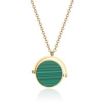 304 Stainless Steel Simple Style Plating Inlay Round Malachite Shell Pendant Necklace main image 6