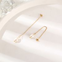 1 Pair Simple Style Printing Pearl 304 Stainless Steel 18K Gold Plated Ear Line main image 5