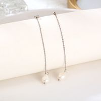 1 Pair Simple Style Printing Pearl 304 Stainless Steel 18K Gold Plated Ear Line main image 3