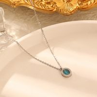 304 Stainless Steel 18K Gold Plated Casual Simple Style Inlay Oval Gem Rhinestones Pendant Necklace main image 5