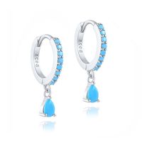 1 Pair Simple Style Round Water Droplets Inlay Sterling Silver Zircon Drop Earrings sku image 1