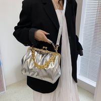Women's Pu Leather Solid Color Basic Vintage Style Sewing Thread Square Clasp Frame Shoulder Bag Handbag Crossbody Bag main image 2