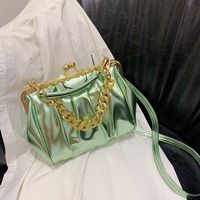 Women's Pu Leather Solid Color Basic Vintage Style Sewing Thread Square Clasp Frame Shoulder Bag Handbag Crossbody Bag sku image 1