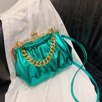 Women's Pu Leather Solid Color Basic Vintage Style Sewing Thread Square Clasp Frame Shoulder Bag Handbag Crossbody Bag sku image 3