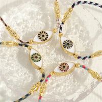 Bohemian Simple Style Devil's Eye Rope Copper Knitting Enamel Inlay Zircon 18k Gold Plated Women's Bracelets main image 7