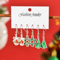 1 Set Cute Christmas Tree Snowflake Elk Alloy Drop Earrings sku image 1