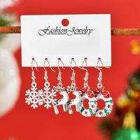 1 Set Cute Christmas Tree Snowflake Elk Alloy Drop Earrings sku image 2
