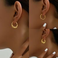1 Pair Vintage Style Simple Style Classic Style Round 201 Stainless Steel 18K Gold Plated Hoop Earrings main image 1