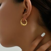 1 Pair Vintage Style Simple Style Classic Style Round 201 Stainless Steel 18K Gold Plated Hoop Earrings main image 8
