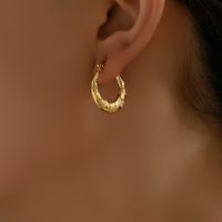 1 Pair Vintage Style Simple Style Classic Style Round 201 Stainless Steel 18K Gold Plated Hoop Earrings main image 7