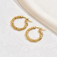 1 Pair Vintage Style Simple Style Classic Style Round 201 Stainless Steel 18K Gold Plated Hoop Earrings main image 6