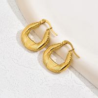 1 Pair Vintage Style Simple Style Classic Style Round 201 Stainless Steel 18K Gold Plated Hoop Earrings main image 4