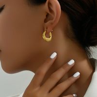 1 Pair Vintage Style Simple Style Classic Style Round 201 Stainless Steel 18K Gold Plated Hoop Earrings main image 3
