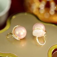 1 Pair Elegant Lady Geometric Flower Bow Knot Inlay Copper Artificial Pearls Zircon Drop Earrings sku image 2