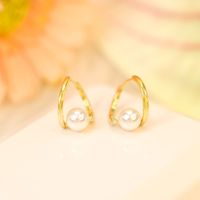 1 Pair Elegant Lady Geometric Flower Bow Knot Inlay Copper Artificial Pearls Zircon Drop Earrings sku image 3