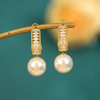 1 Pair Elegant Lady Geometric Flower Bow Knot Inlay Copper Artificial Pearls Zircon Drop Earrings sku image 15