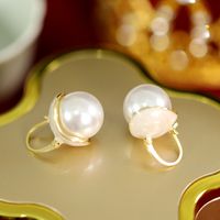 1 Pair Elegant Lady Geometric Flower Bow Knot Inlay Copper Artificial Pearls Zircon Drop Earrings sku image 1