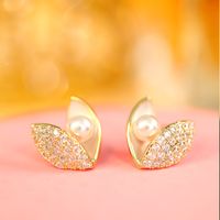 1 Pair Elegant Lady Geometric Flower Bow Knot Inlay Copper Artificial Pearls Zircon Drop Earrings sku image 5