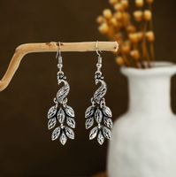 1 Pair Retro Ethnic Style Leaf Water Droplets Tassel Plating Hollow Out Alloy Drop Earrings sku image 12
