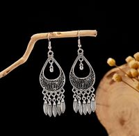 1 Pair Retro Ethnic Style Leaf Water Droplets Tassel Plating Hollow Out Alloy Drop Earrings sku image 7