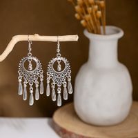 1 Pair Retro Ethnic Style Leaf Water Droplets Tassel Plating Hollow Out Alloy Drop Earrings sku image 5