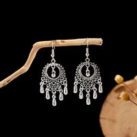1 Pair Retro Ethnic Style Leaf Water Droplets Tassel Plating Hollow Out Alloy Drop Earrings sku image 8