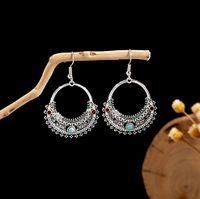 1 Pair Retro Ethnic Style Leaf Water Droplets Tassel Plating Hollow Out Alloy Drop Earrings sku image 6