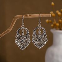 1 Pair Retro Ethnic Style Leaf Water Droplets Tassel Plating Hollow Out Alloy Drop Earrings sku image 2