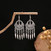 1 Pair Retro Ethnic Style Leaf Water Droplets Tassel Plating Hollow Out Alloy Drop Earrings sku image 4