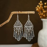 1 Pair Retro Ethnic Style Leaf Water Droplets Tassel Plating Hollow Out Alloy Drop Earrings sku image 14