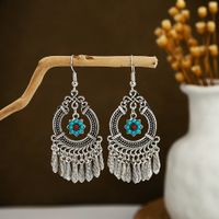 1 Pair Retro Ethnic Style Leaf Water Droplets Tassel Plating Hollow Out Alloy Drop Earrings sku image 16