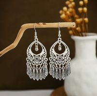 1 Pair Retro Ethnic Style Leaf Water Droplets Tassel Plating Hollow Out Alloy Drop Earrings sku image 15