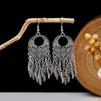 1 Pair Retro Ethnic Style Leaf Water Droplets Tassel Plating Hollow Out Alloy Drop Earrings sku image 20