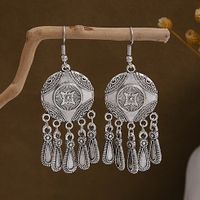 1 Pair Retro Ethnic Style Leaf Water Droplets Tassel Plating Hollow Out Alloy Drop Earrings sku image 23