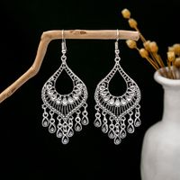 1 Pair Retro Ethnic Style Leaf Water Droplets Tassel Plating Hollow Out Alloy Drop Earrings sku image 32