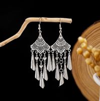 1 Pair Retro Ethnic Style Leaf Water Droplets Tassel Plating Hollow Out Alloy Drop Earrings sku image 27
