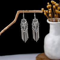 1 Pair Retro Ethnic Style Leaf Water Droplets Tassel Plating Hollow Out Alloy Drop Earrings sku image 31