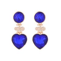 1 Pair Retro Round Heart Shape Inlay Alloy Glass Drill Drop Earrings main image 4