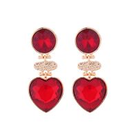 1 Pair Retro Round Heart Shape Inlay Alloy Glass Drill Drop Earrings main image 5