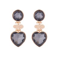 1 Pair Retro Round Heart Shape Inlay Alloy Glass Drill Drop Earrings main image 7