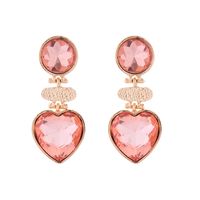 1 Pair Retro Round Heart Shape Inlay Alloy Glass Drill Drop Earrings main image 2