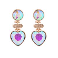 1 Pair Retro Round Heart Shape Inlay Alloy Glass Drill Drop Earrings main image 3