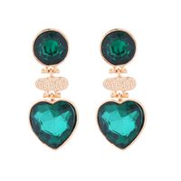 1 Pair Retro Round Heart Shape Inlay Alloy Glass Drill Drop Earrings main image 6