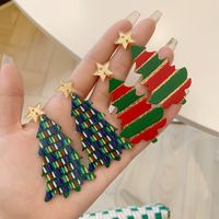 1 Pair Simple Style Classic Style Christmas Tree Printing Arylic Drop Earrings main image 2