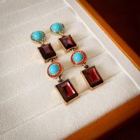 Wholesale Jewelry Classic Style Water Droplets Metal Enamel Drop Earrings sku image 22