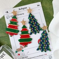 1 Pair Simple Style Classic Style Christmas Tree Printing Arylic Drop Earrings main image 3