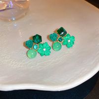 Wholesale Jewelry Sweet Heart Shape Flower Alloy Enamel Drop Earrings sku image 18