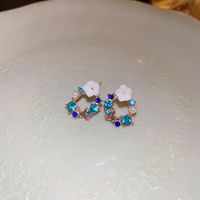 Wholesale Jewelry Sweet Heart Shape Flower Alloy Enamel Drop Earrings sku image 3